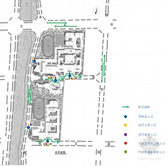 [湖北]现代风格综合性中小学校园规划设计方案文本-现代风格综合性中小学校园规划设计分析图