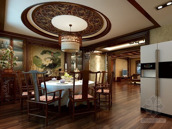 中式风格餐厅3d免费资料下载-中式风格餐厅3d模型下载