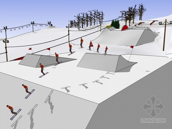 SU滑雪场地建筑资料下载-滑雪场地SketchUp模型下载