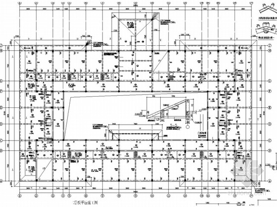 两层回字形框架结构对象楼结构施工图-二层板平法施工图 