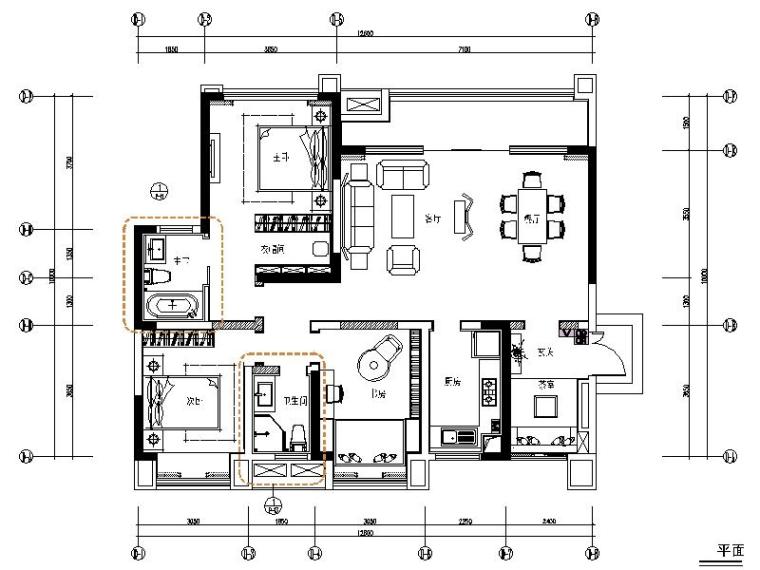 住宅室内设计图含效果图资料下载-[重庆]色彩明亮温馨简约住宅室内设计施工图（含效果图）