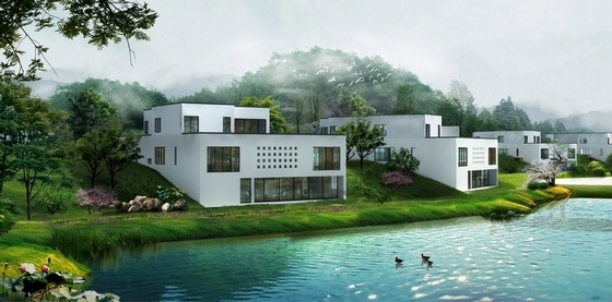 [江西]依山傍水的新概念居住区规划设计方案-依山傍水的新概念居住区山林景观洋房效果图