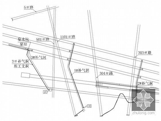 [四川]大(一)型水电站泄水建筑物系统工程施工组织设计920页(附CAD图纸100余张)-补气洞排水布置示意图