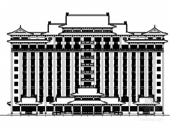 传统砖木建筑施工图资料下载-[广东]11层传统古典风格接待中心建筑施工图