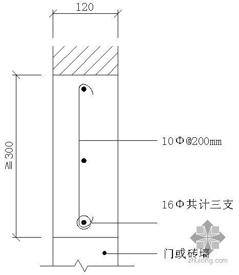 某过梁、楣梁、压梁（加强柱）大样节点构造详图- 