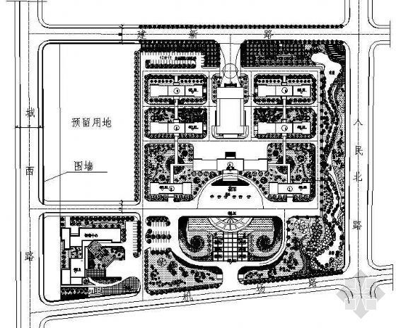 深圳市民中心规划图资料下载-某县行政中心绿地规划图
