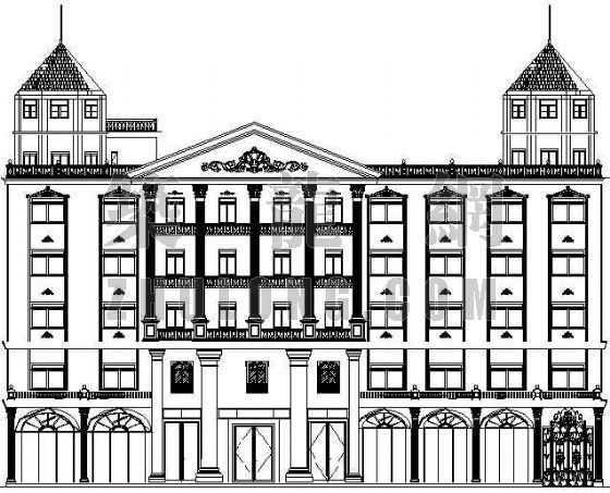 仿古酒店建筑施工图CAD资料下载-某欧式酒店建筑施工图
