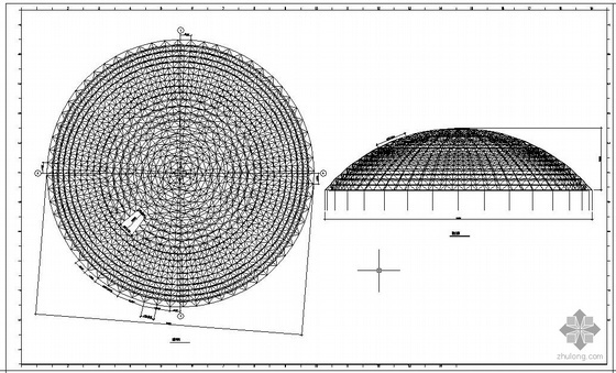 国内最大跨度网架资料下载-某大跨度球壳网架结构设计图