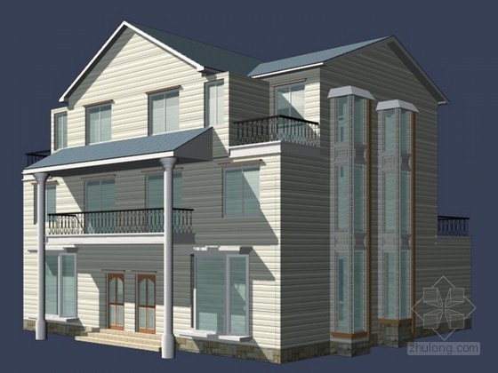 农村民宿建筑模型设计资料下载-乡村别墅3D模型下载