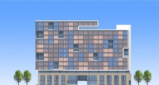 [江苏]多彩外廊开窗式老年公寓建筑设计方案文本（含CAD）-多彩外廊开窗式老年公寓建筑立面图