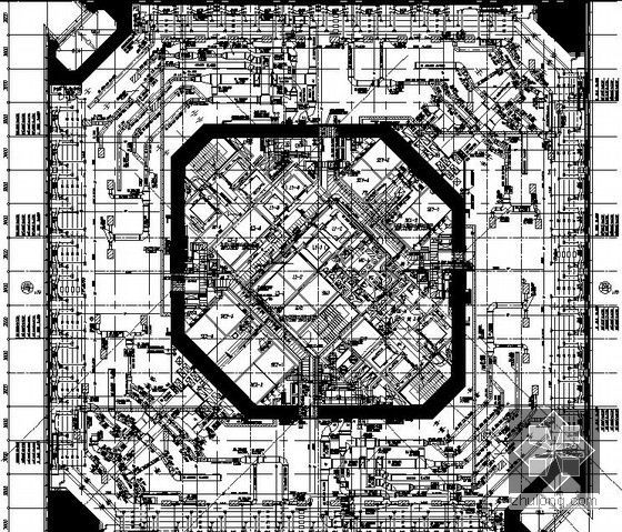 [上海]环球金融中心空调通风设计施工图500张(地标建筑 顶级院设计)-7F综合管线平面图