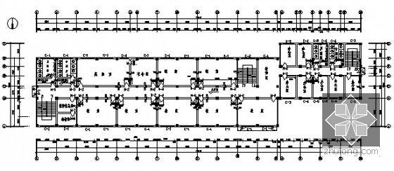 [四川]4层框架结构教学楼建筑及装饰工程预算书(详细工程量计算图纸)-二层平面图