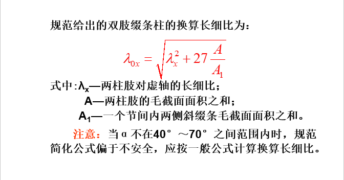 格构式轴心受压构件设计-换算长细比