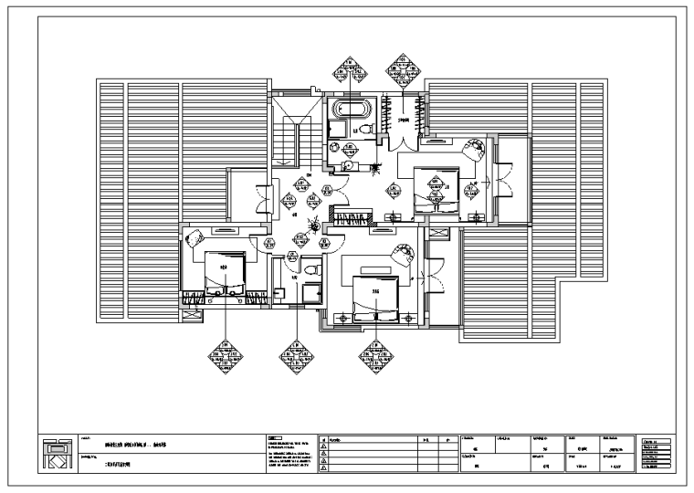 广东南加州现代风格样板房室内设计施工图-二层立面及门表索引图