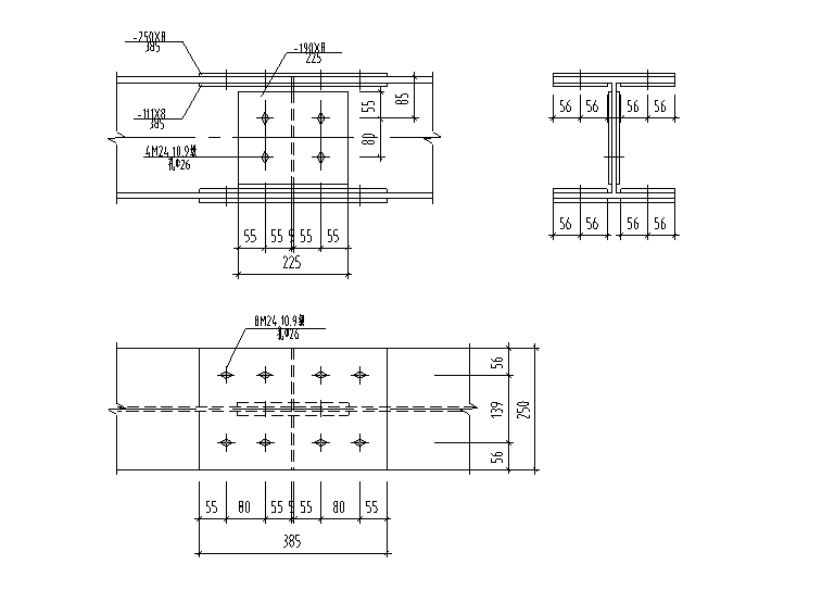 桁架上,下弦拼接点详图