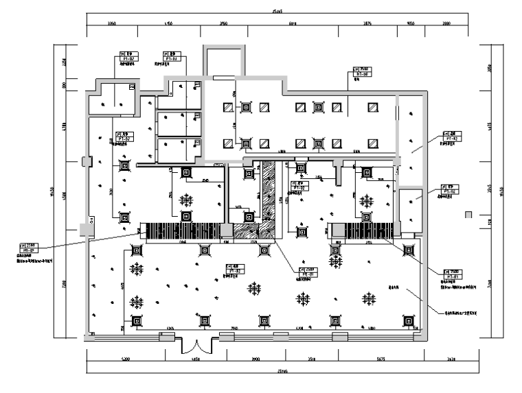工业化复古简约loft风格酒吧空间设计施工图（附效果图）-天花布置图