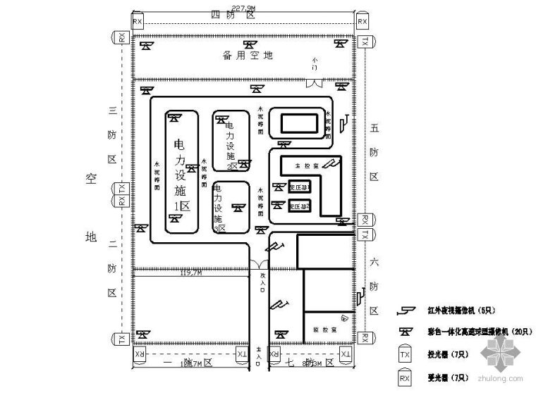 小区安防系统CAD图资料下载-各种变电站安防系统平面布置图