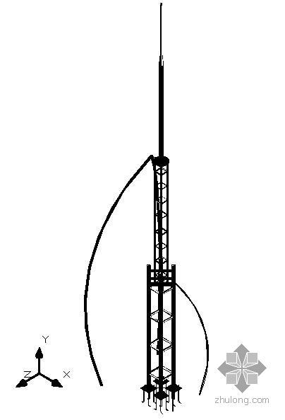 灯塔钢结构资料下载-某三维钢结构楼顶避雷及航空指示灯塔模型图