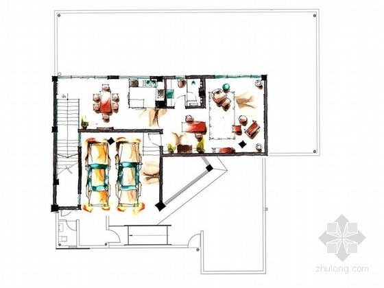 古典与现代结合的别墅资料下载-[成都]现代古典四层城市别墅室内方案图