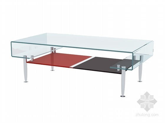 CAD平面图茶几资料下载-简约玻璃茶几3D模型下载