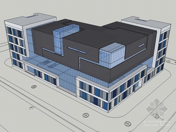 广联达综合3层办公楼模型资料下载-综合办公楼SketchUp模型下载