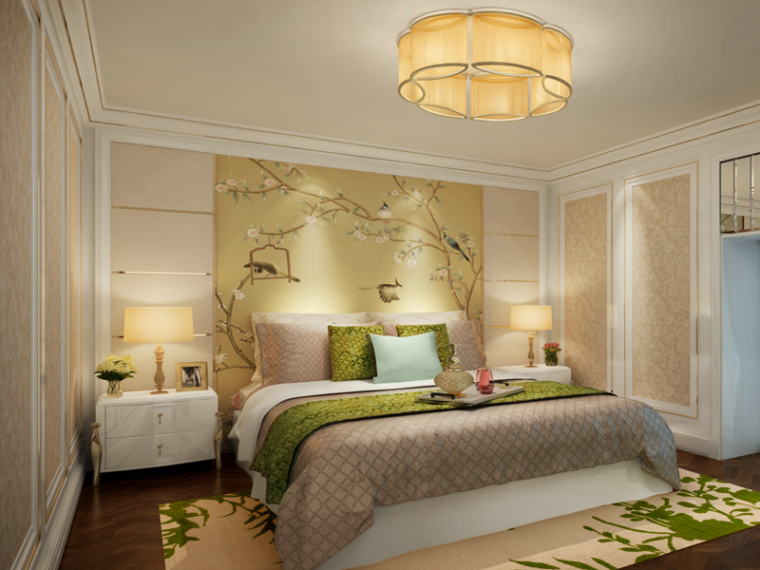 舒适清新卧室3D模型下载-舒适清新卧室