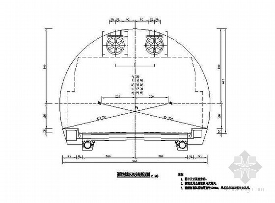 衬砌结构断面CAD资料下载-复合式衬砌隧道射流风机安装断面节点详图设计