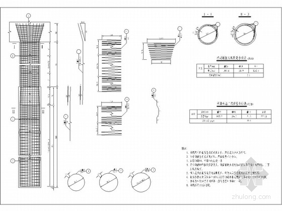 2×20m预应力混凝土简支空心板桥施工图38张（含接线道路）-桥墩桩柱钢筋构造图 