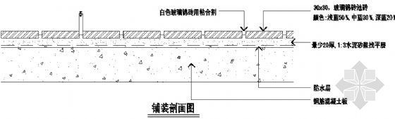 大理石地面铺砖剖面图资料下载-铺装剖面图2