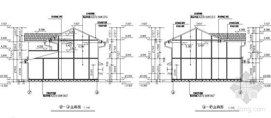 某地震重建规范性建筑施工套图（排版及CAD图）-剖面图