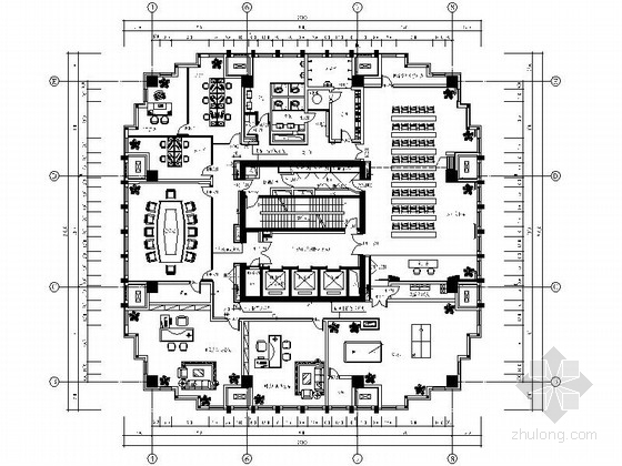 某办公区照明平面布置图资料下载-[沈阳]某建设集团现代办公楼装修施工图（含效果）