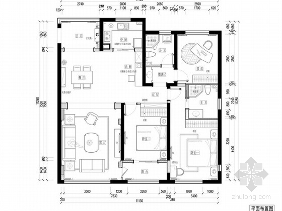 140平米设计资料下载-[杭州]140平米欧式风格三室两厅室内装修图（含效果）