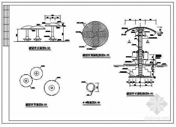cad蘑菇亭资料下载-某蘑菇亭节点构造详图