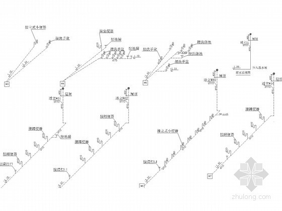 公共卫生间给排水施工图-污水系统图 