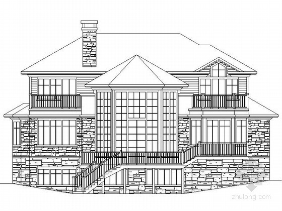 庭院式二层建筑效果图资料下载-某二层坡地别墅建筑方案图（含效果图）