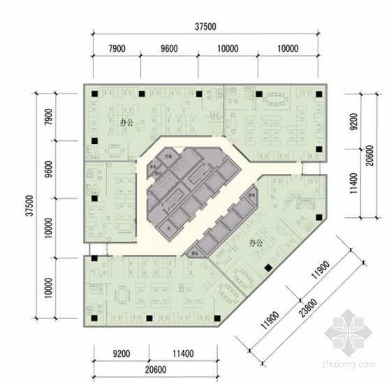 [广州]超高层折线式体量新都市休闲型公寓楼建筑设计方案文本-超高层折线式体量新都市休闲型公寓楼建筑平面图