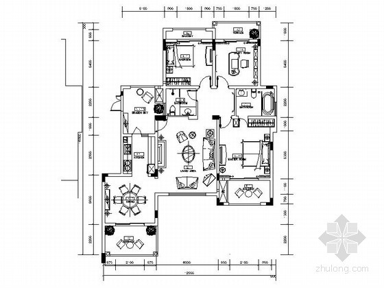 重庆项目户型资料下载-[重庆]D3户型三居样板房室内施工图