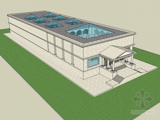 欧式模型雕塑资料下载-雕塑博物馆SketchUp模型下载