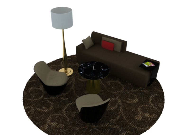 休闲沙发组合效果图资料下载-休闲组合沙发3D模型下载