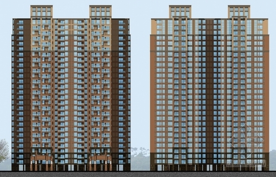 [四川]城市新区高档住宅区规划及单体建筑设计方案文本（含CAD）-城市新区高档住宅区规划及单体建筑立面图