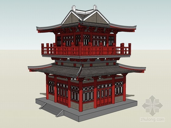 某公寓阁楼3D模型资料下载-阁楼建筑SketchUp模型下载