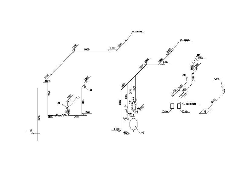 启东市科技馆给排水系统工程施工图（CAD）-水泵房系统图