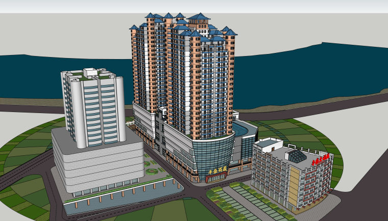 广场高杆灯3d模型资料下载-某大型广场建筑设计模型