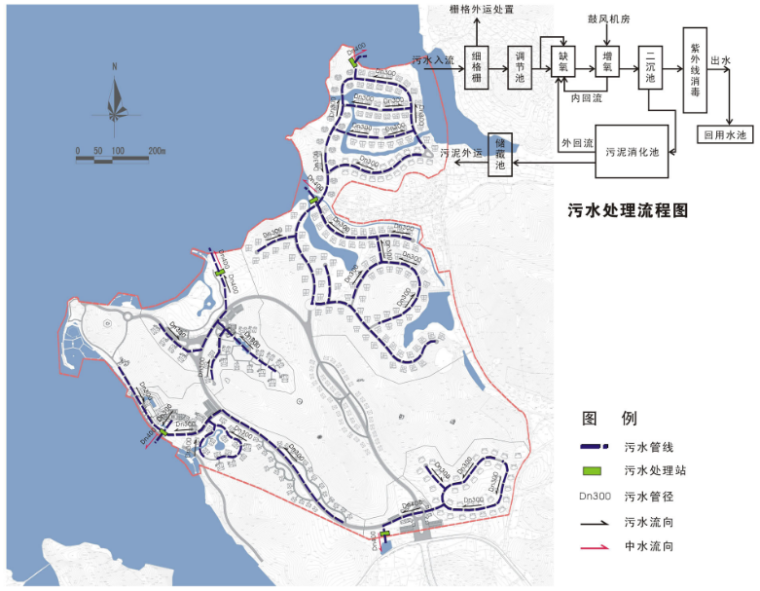 鄱阳湖国际度假村修建性规划-污水管网工程规划图