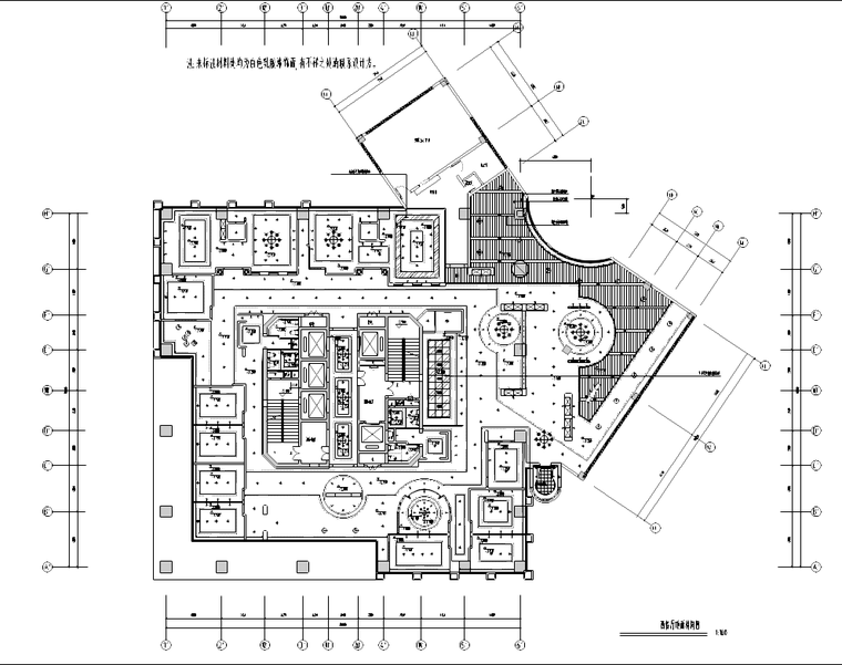 四川重庆某咖啡厅室内设计施工图（含效果图）-西餐厅顶面材料图