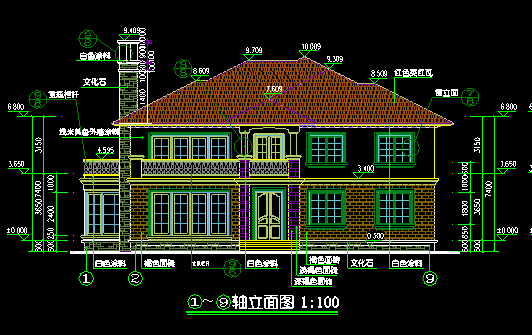 两层别墅单体施工图资料下载-两层现代风格建筑施工图