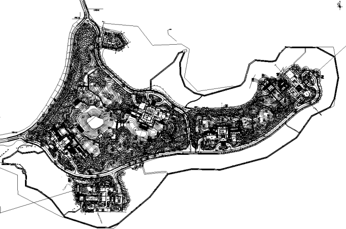 [湖南]新中式滨湖山野旅游度假公园别墅酒店景观设计全套施工图（附方案+实景图）-景观总平面图