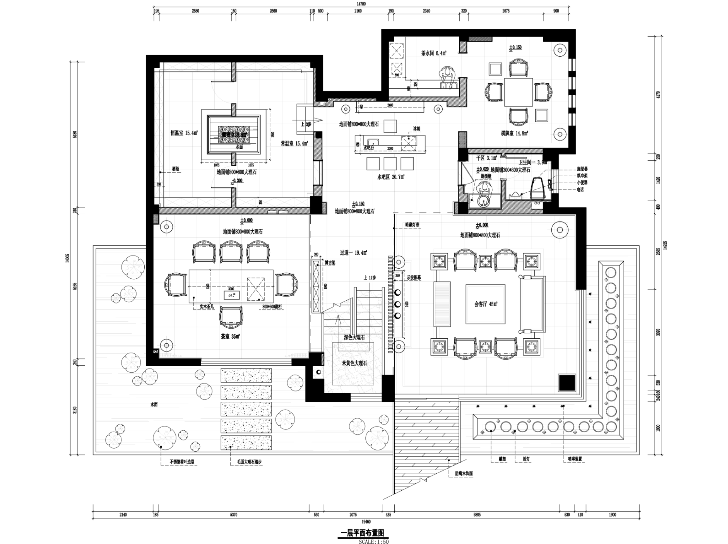 莆田新日渡假酒店欧式风格室内设计施工图及效果图（71张）-一层平面布置图