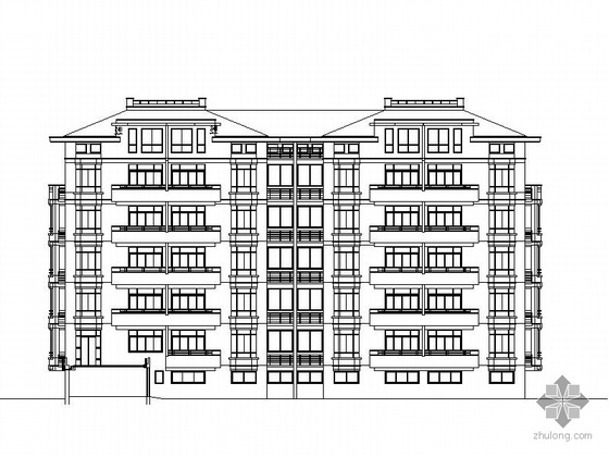 一梯四户带入户花园CAD资料下载-[江苏]某住区6栋六层住宅楼方案CAD图（一梯二、顶层复式）