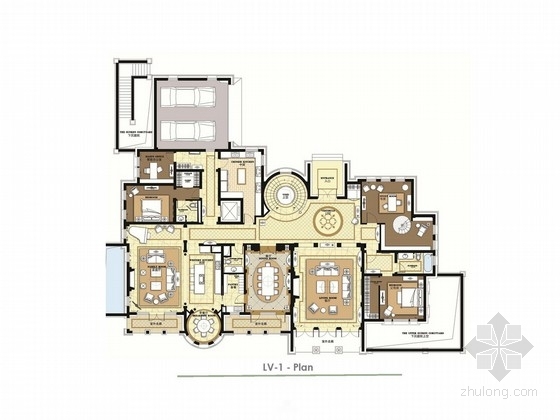 室内软装平面图资料下载-[北京]美式双层别墅室内软装设计方案